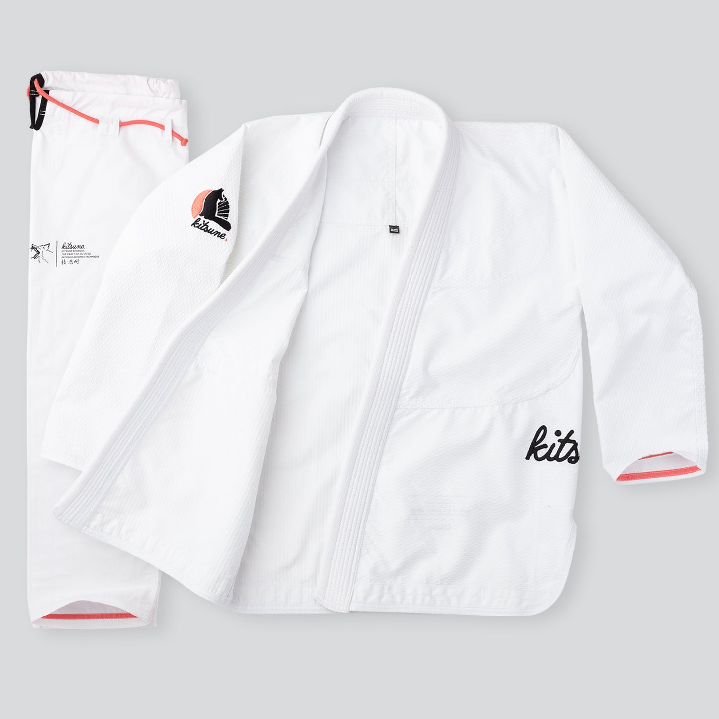 "Cursive Lite" Men's BJJ Gi - White/Coral