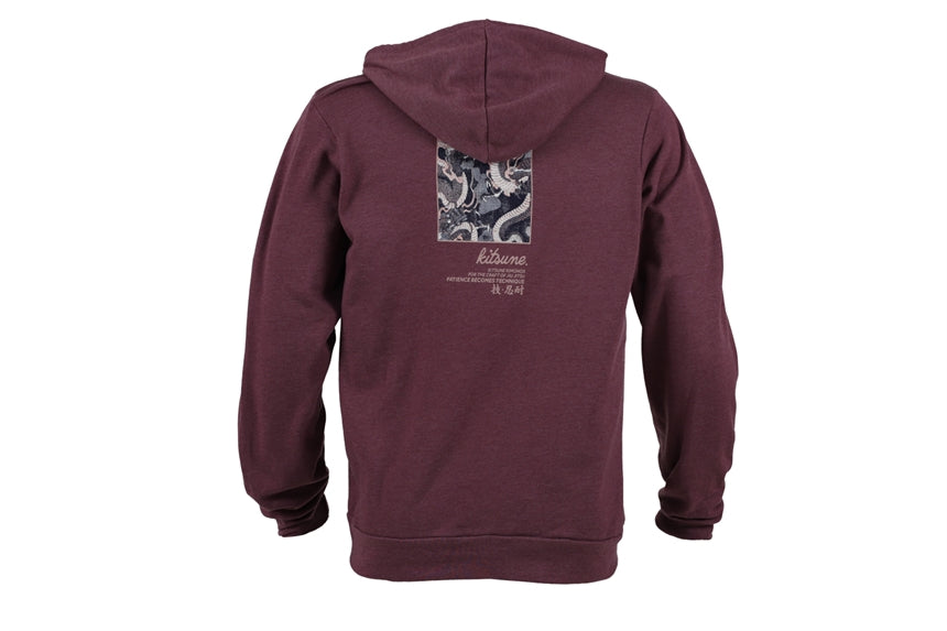 "Twin Dragon" Hoodie - Maroon Heather