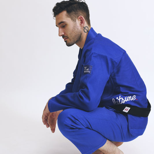"Cursive"  Heavier Weight Blue BJJ Gi - Men's