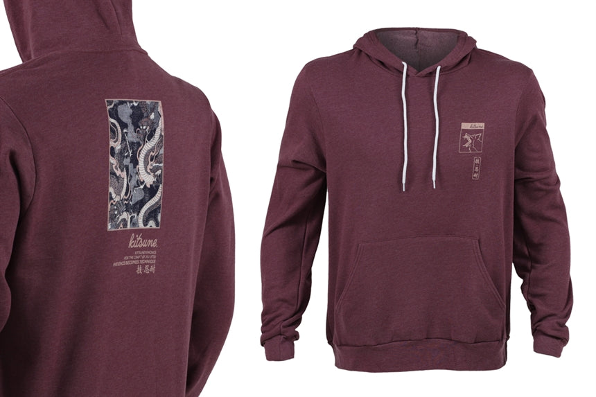 "Twin Dragon" Hoodie - Maroon Heather
